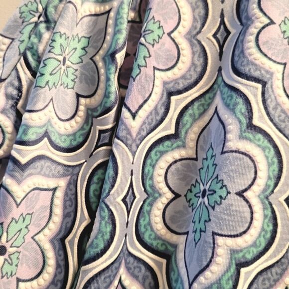 Ruby Rd short sleeve shift Tee dress. Size PXL. Blue Slate, White, Purple, Green - Picture 2 of 8